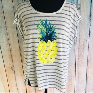 DEPT 222 Pineapple and Navy Stripe Petite Top